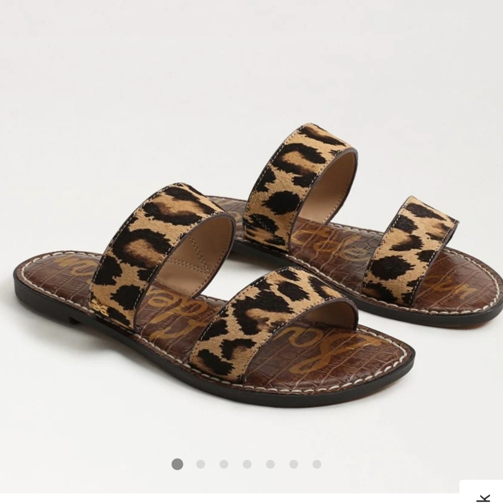 Sam Edeleman Leopard Gala Slide Sandal Size 7.5 Like New With Box